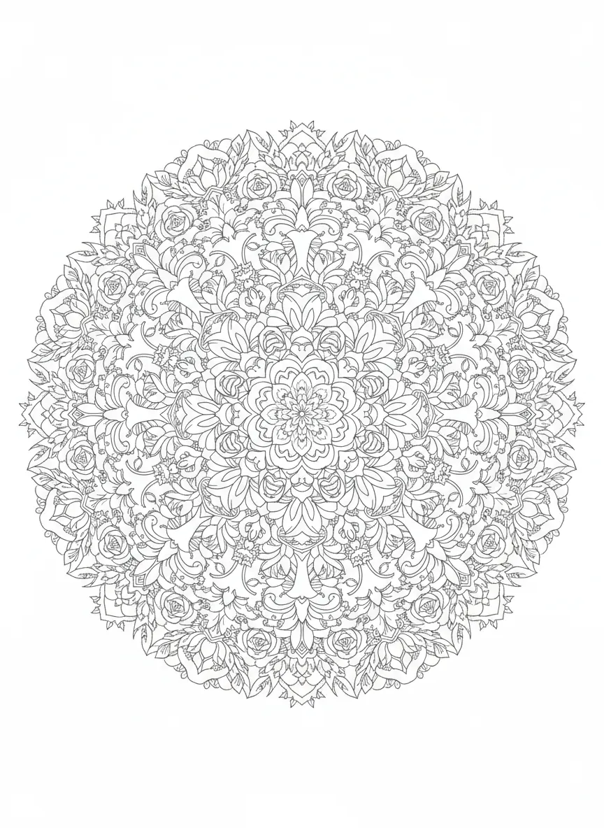 Mandala Floral Classique - Coloriage mandala à imprimer gratuitement